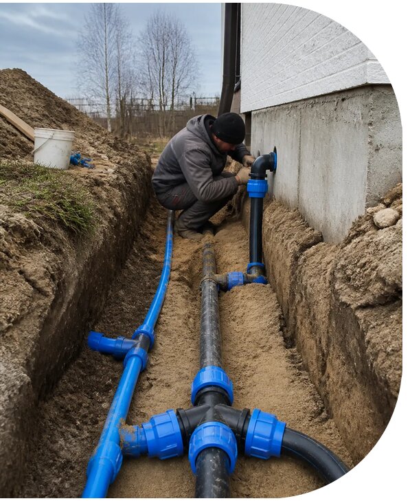 Монтаж наружного водопровода на участке под ключ в Ижевске